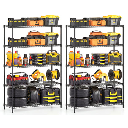 5-Tier Metal Storage Shelving Unit Set of 2 Adjustable Utility Shelf with V-Shaped Wire Rack, Black Garages Black at Gallery Canada