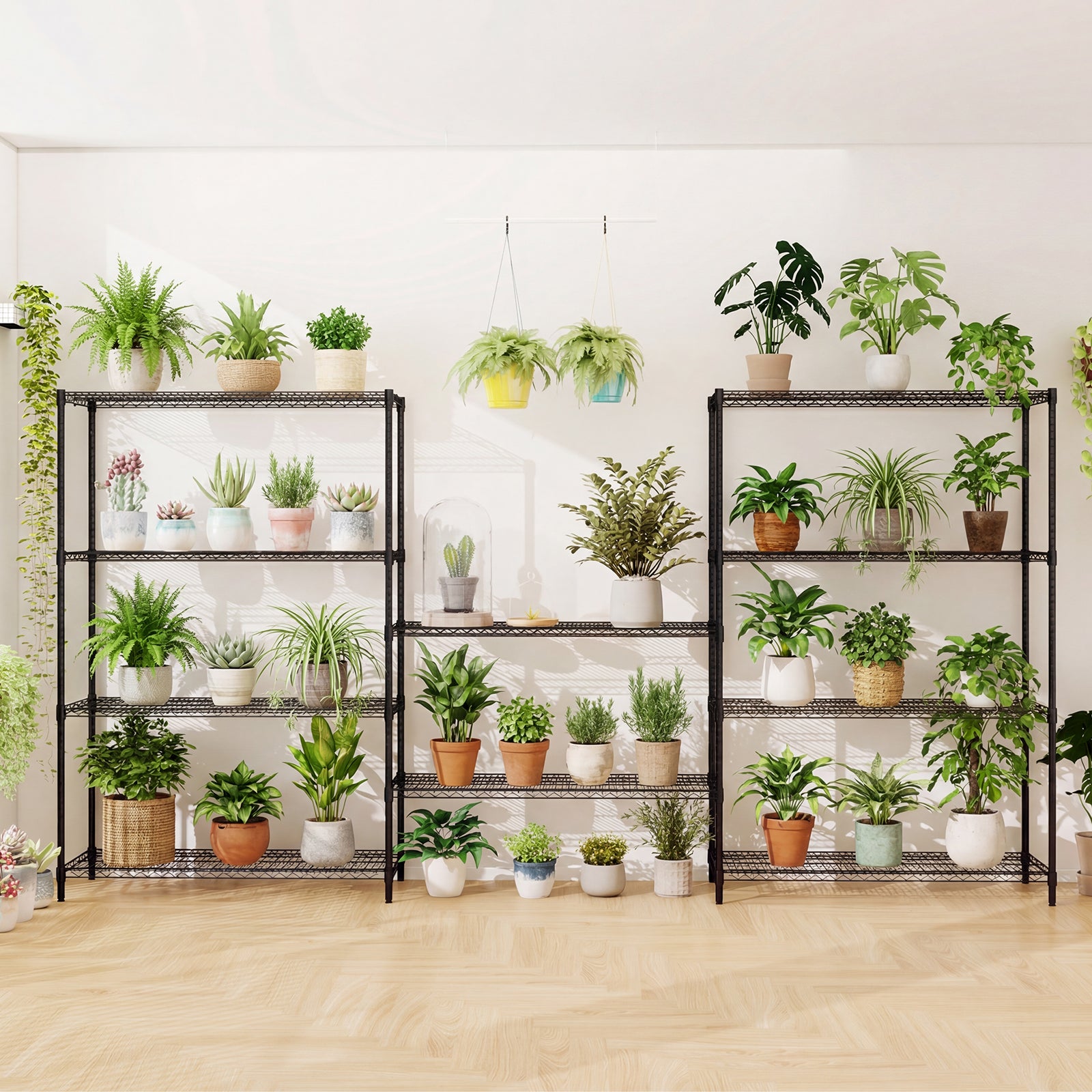 5-Tier Metal Storage Shelving Unit Set of 2 Adjustable Utility Shelf with V-Shaped Wire Rack, Black Garages at Gallery Canada