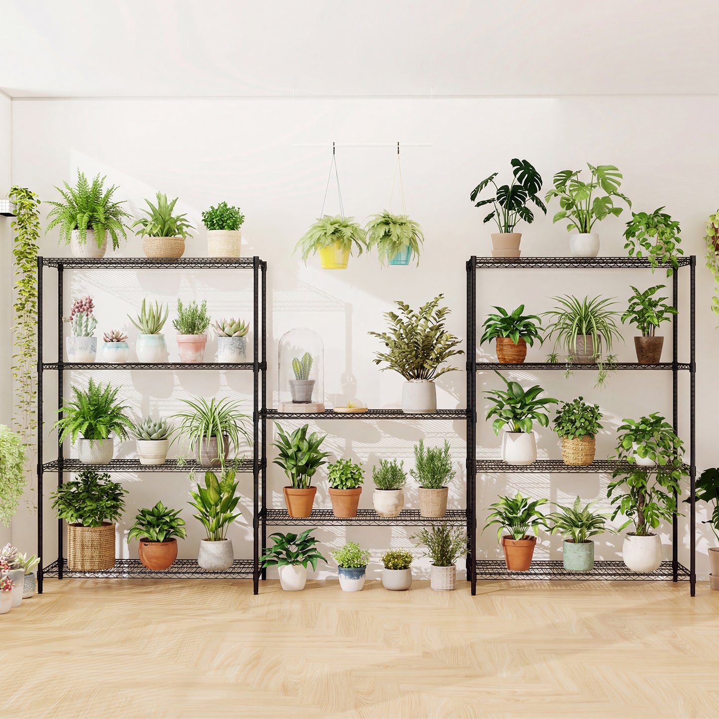 5-Tier Metal Storage Shelving Unit Set of 2 Adjustable Utility Shelf with V-Shaped Wire Rack, Black Garages at Gallery Canada
