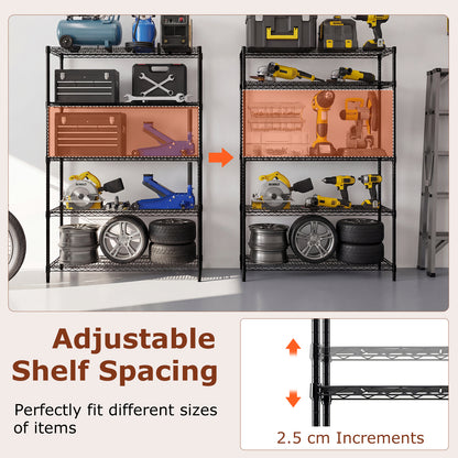 5-Tier Metal Storage Shelving Unit Set of 2 Adjustable Utility Shelf with V-Shaped Wire Rack, Black Garages at Gallery Canada