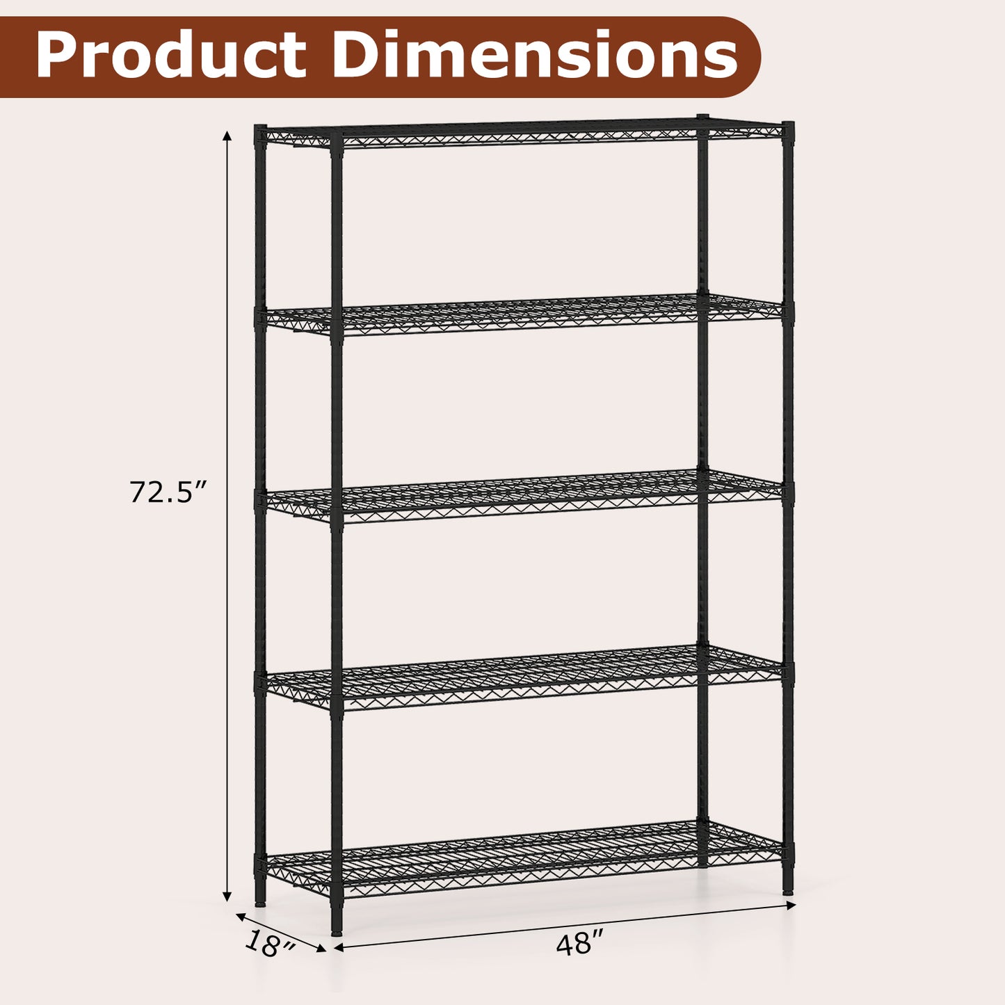 5-Tier Metal Storage Shelving Unit Set of 2 Adjustable Utility Shelf with V-Shaped Wire Rack, Black Garages at Gallery Canada