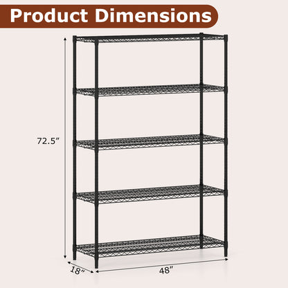 5-Tier Metal Storage Shelving Unit Set of 2 Adjustable Utility Shelf with V-Shaped Wire Rack, Black Garages at Gallery Canada