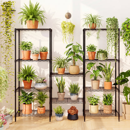 5-Tier Metal Storage Shelving Unit Set of 2 with V-Shaped Wire Rack, Black Garages at Gallery Canada