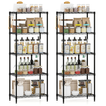 5-Tier Metal Storage Shelving Unit Set of 2 with V-Shaped Wire Rack, Black Garages Black at Gallery Canada