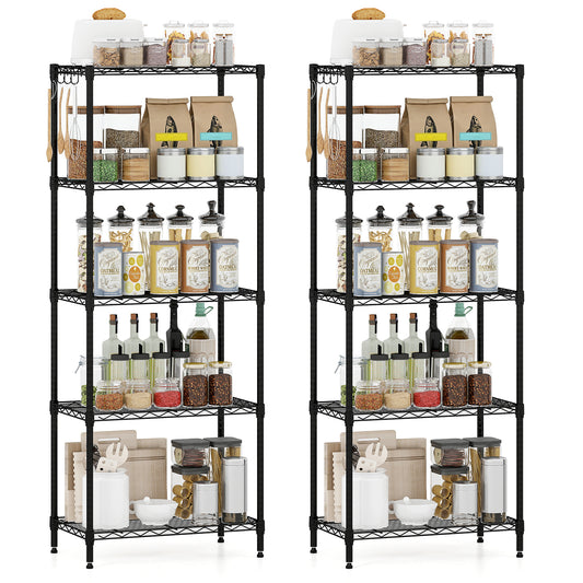 5-Tier Metal Storage Shelving Unit Set of 2 with V-Shaped Wire Rack, Black Garages Black at Gallery Canada