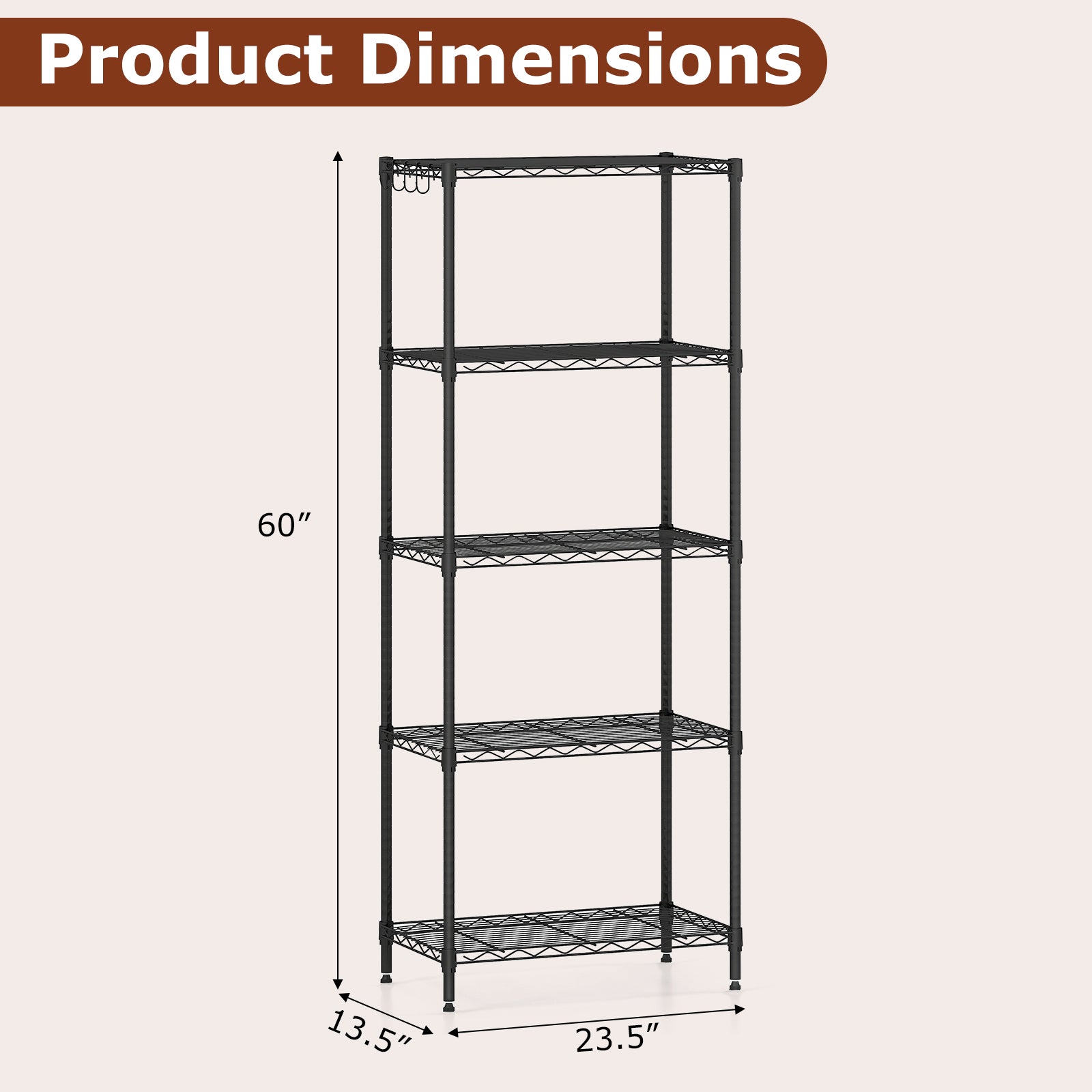 5-Tier Metal Storage Shelving Unit Set of 2 with V-Shaped Wire Rack, Black Garages at Gallery Canada