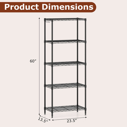 5-Tier Metal Storage Shelving Unit Set of 2 with V-Shaped Wire Rack, Black Garages at Gallery Canada