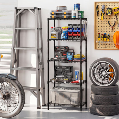 5-Tier Metal Storage Shelving Unit Set of 2 with V-Shaped Wire Rack, Black Garages at Gallery Canada
