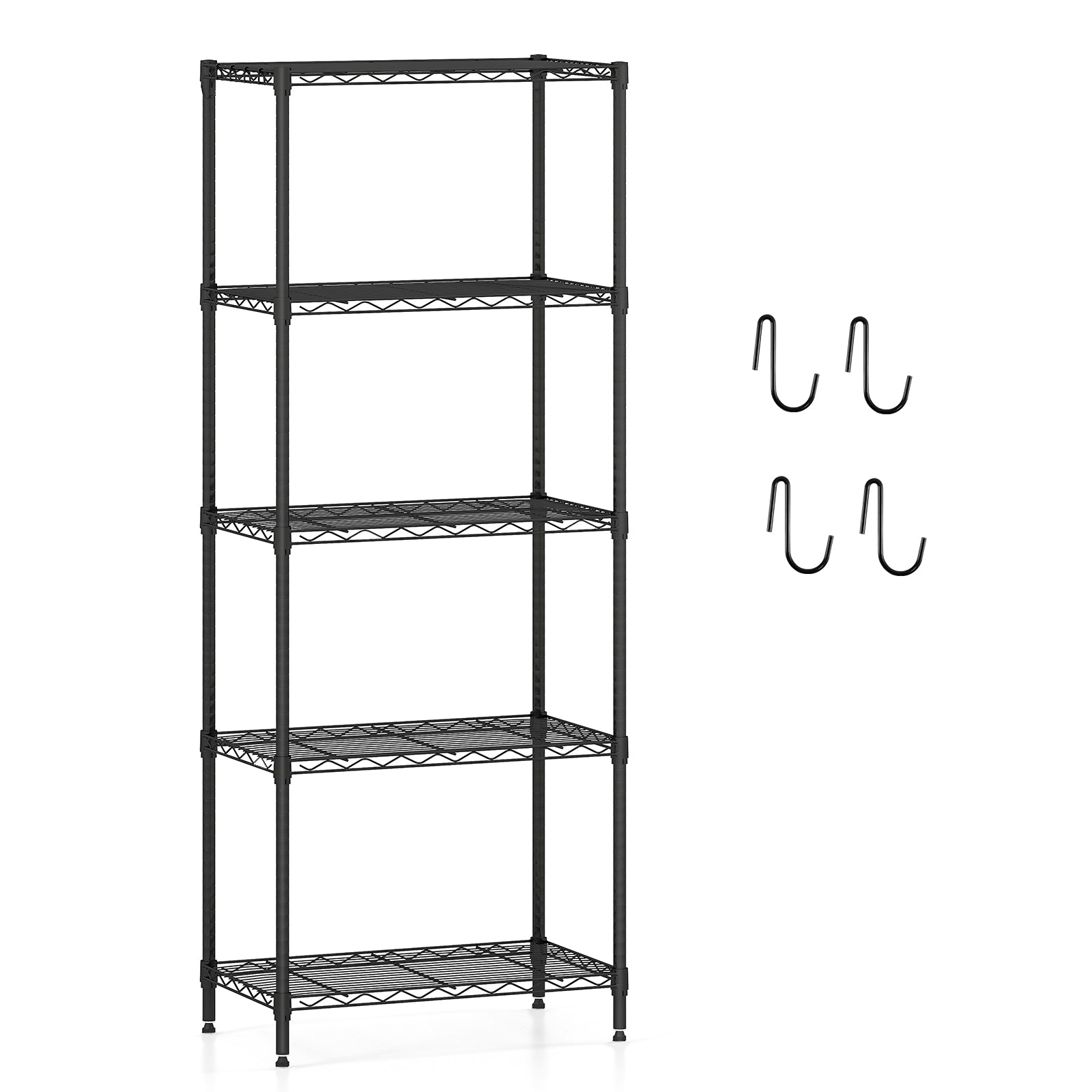 5-Tier Metal Storage Shelving Unit with V-Shaped Wire Rack and 750 LBS Capacity-DK, Black Garages Black at Gallery Canada