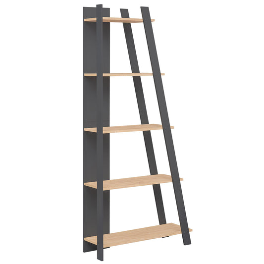 5-Tier Modern Bookshelf Narrow Vertical Display Shelf for Small Space, Gray Bookcases Gray at Gallery Canada