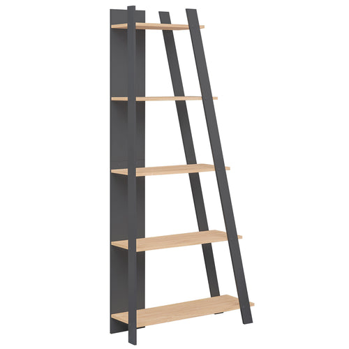 5-Tier Modern Bookshelf Narrow Vertical Display Shelf for Small Space, Gray