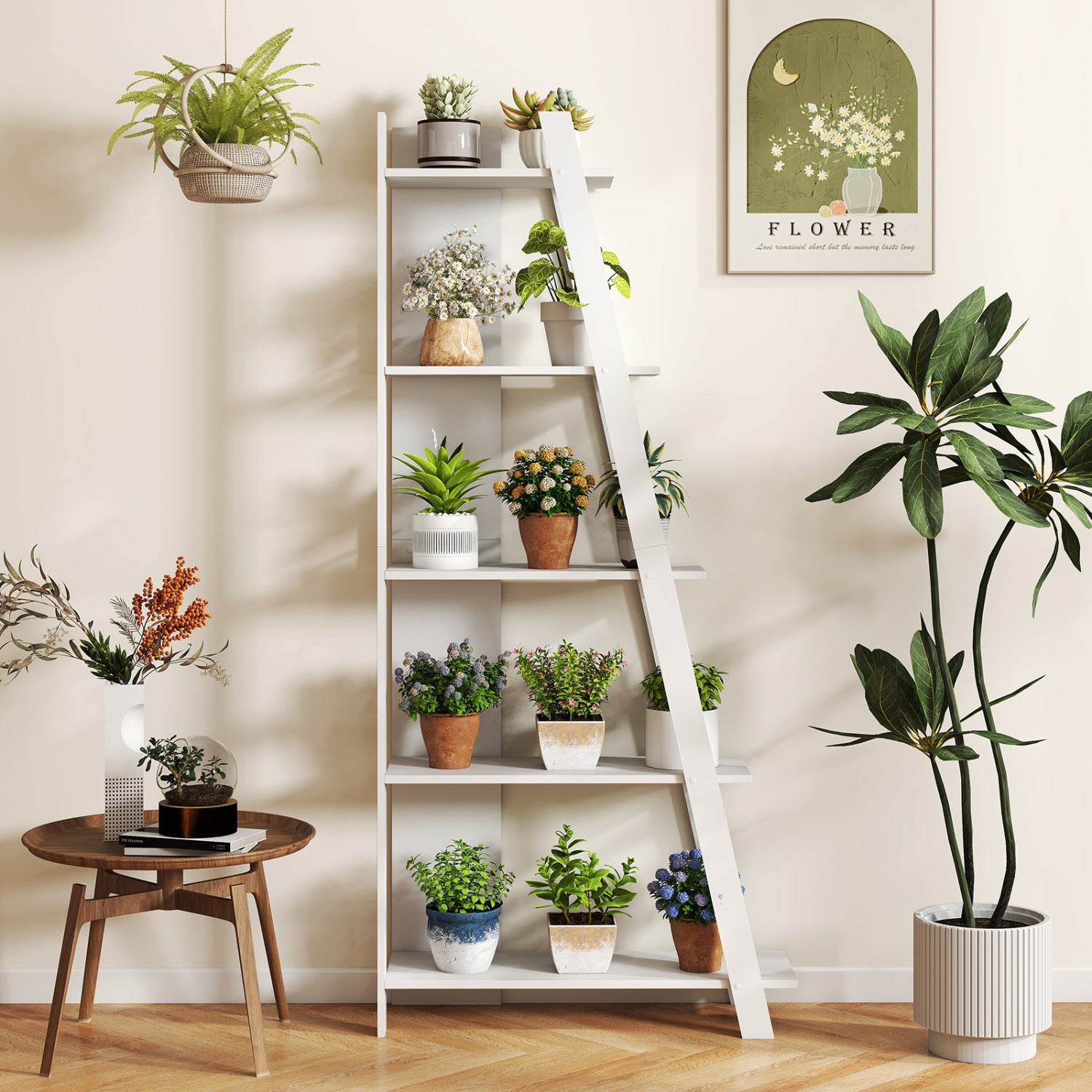 5-Tier Modern Bookshelf Narrow Vertical Display Shelf for Small Space, White Bookcases at Gallery Canada