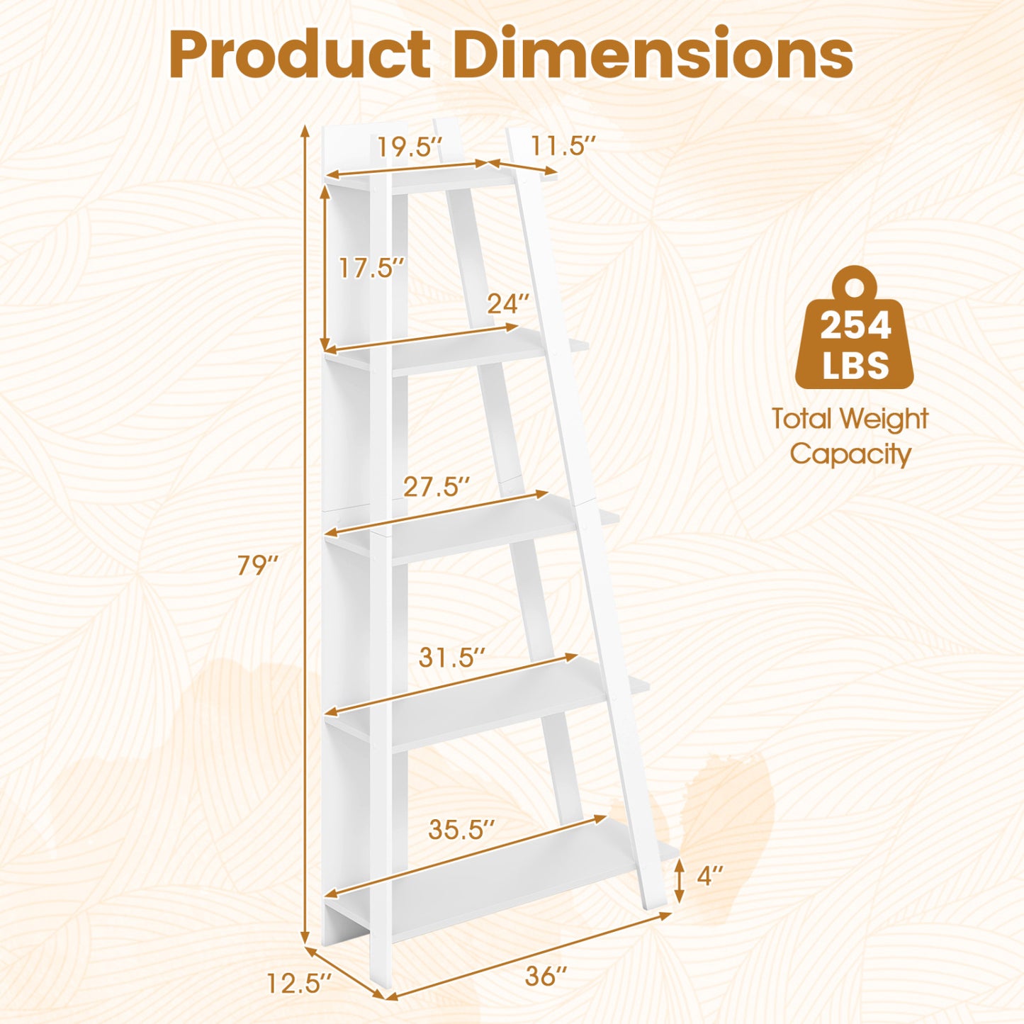 5-Tier Modern Bookshelf Narrow Vertical Display Shelf for Small Space, White Bookcases at Gallery Canada