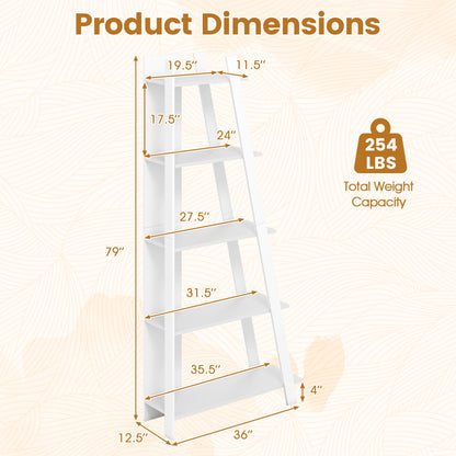 5-Tier Modern Bookshelf Narrow Vertical Display Shelf for Small Space, White Bookcases at Gallery Canada