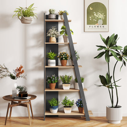 5-Tier Modern Bookshelf Narrow Vertical Display Shelf for Small Space, Gray Bookcases at Gallery Canada