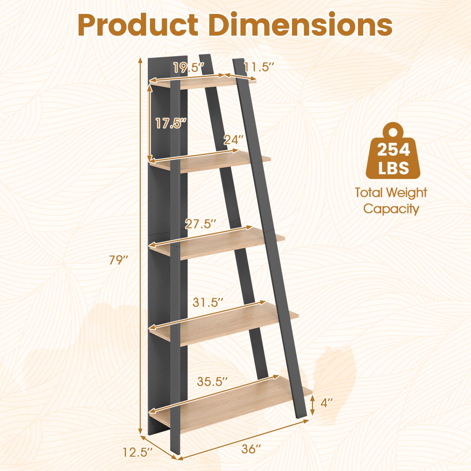5-Tier Modern Bookshelf Narrow Vertical Display Shelf for Small Space, Gray Bookcases at Gallery Canada