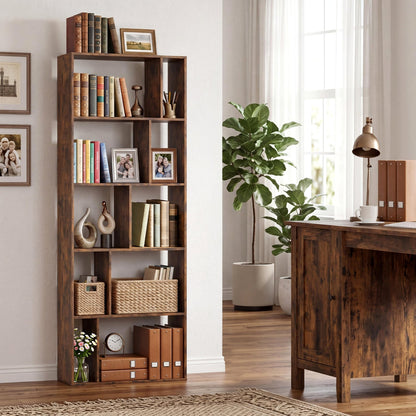 5-Tier Modern Bookshelf with Open Back and 2 Anti-Tipping Kits, Brown Bookcases at Gallery Canada