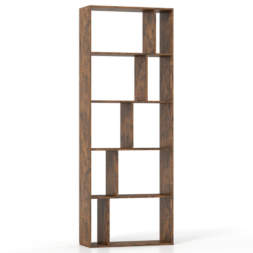 5-Tier Modern Bookshelf with Open Back and 2 Anti-Tipping Kits, Brown
