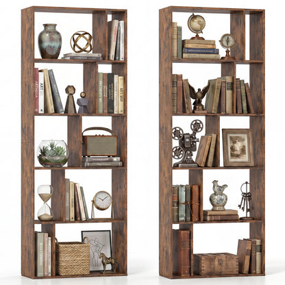 5-Tier Modern Bookshelf with Open Back and 2 Anti-Tipping Kits, Brown Bookcases at Gallery Canada