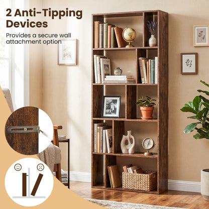 5-Tier Modern Bookshelf with Open Back and 2 Anti-Tipping Kits, Brown Bookcases at Gallery Canada
