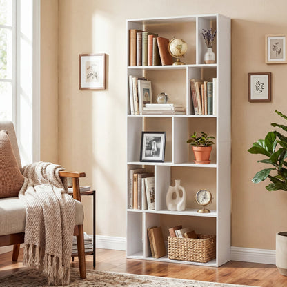 5-Tier Modern Bookshelf with Open Back and 2 Anti-Tipping Kits, White Bookcases at Gallery Canada