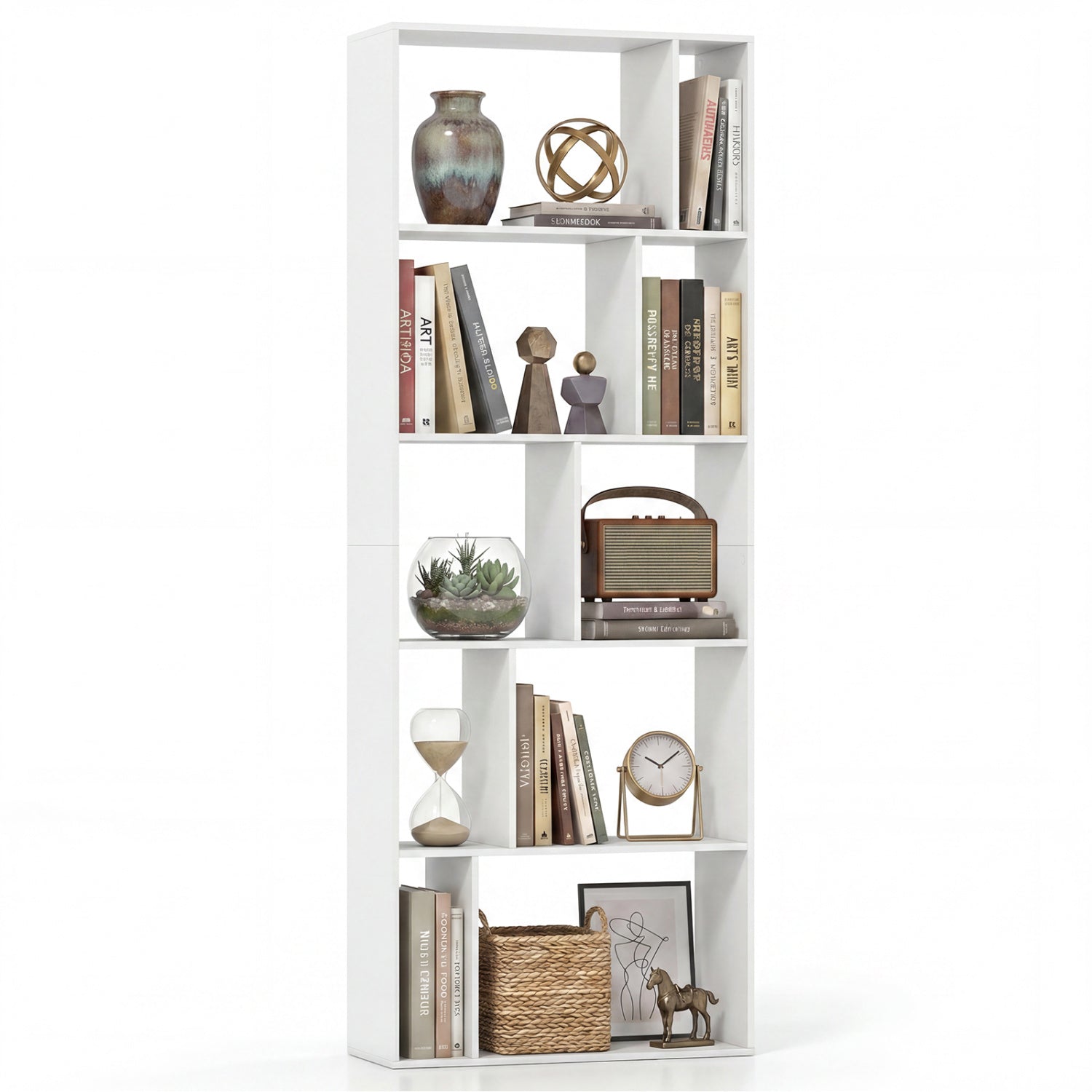 5-Tier Modern Bookshelf with Open Back and 2 Anti-Tipping Kits, White Bookcases White at Gallery Canada