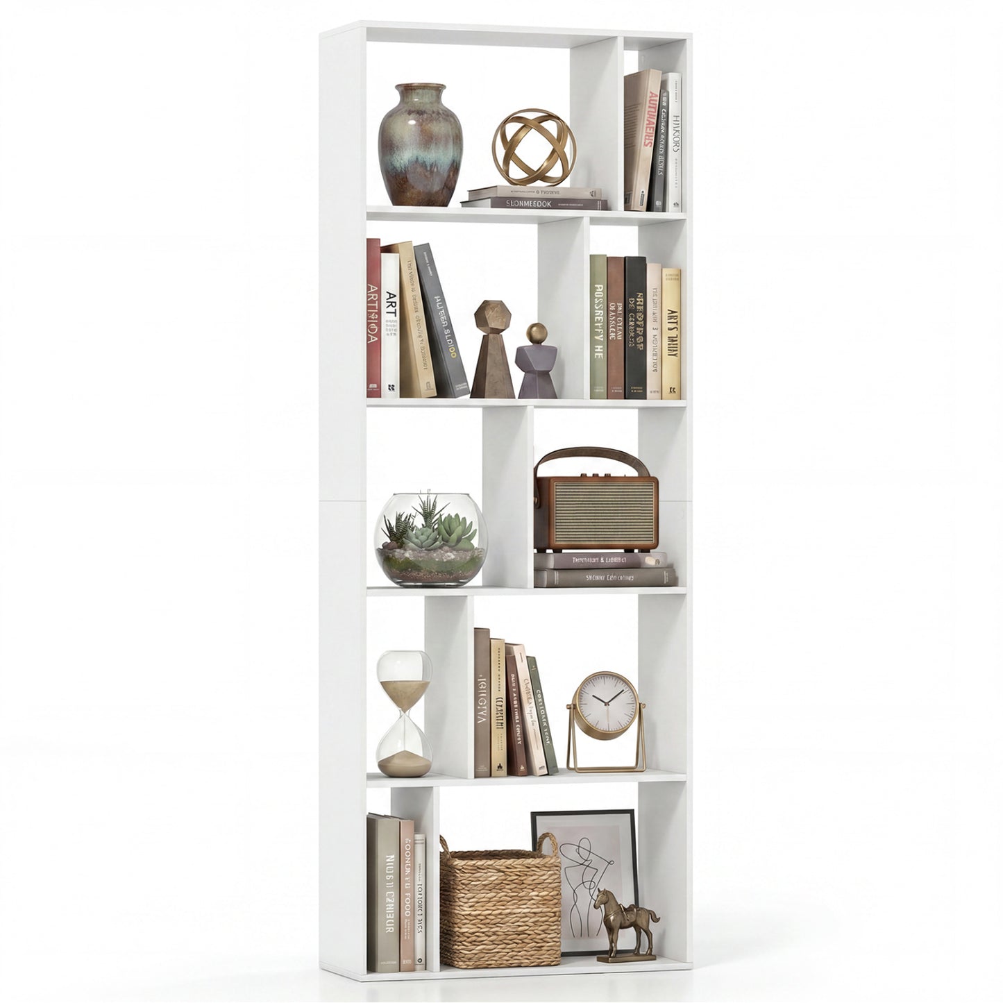 5-Tier Modern Bookshelf with Open Back and 2 Anti-Tipping Kits, White Bookcases White at Gallery Canada