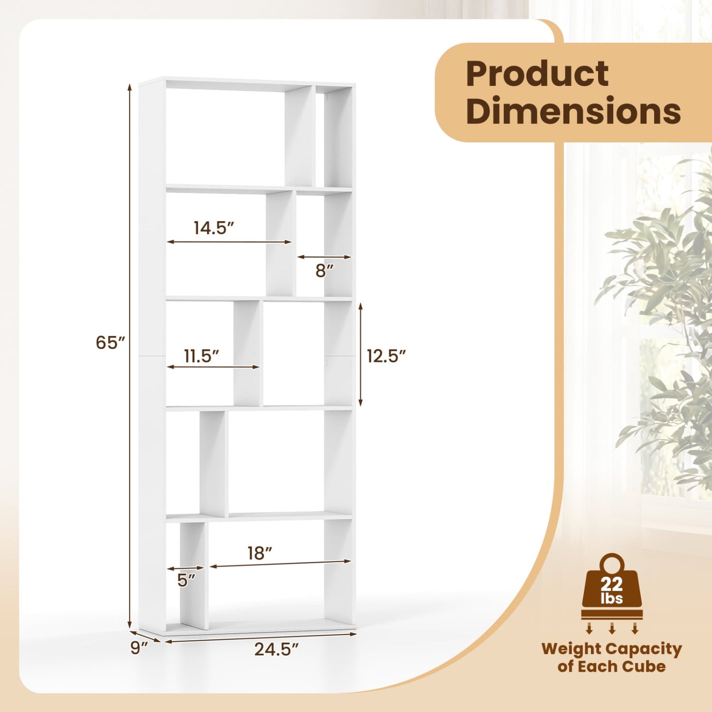 5-Tier Modern Bookshelf with Open Back and 2 Anti-Tipping Kits, White Bookcases at Gallery Canada