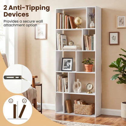 5-Tier Modern Bookshelf with Open Back and 2 Anti-Tipping Kits, White Bookcases at Gallery Canada