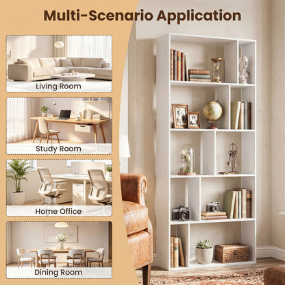 5-Tier Modern Bookshelf with Open Back and 2 Anti-Tipping Kits, White Bookcases at Gallery Canada