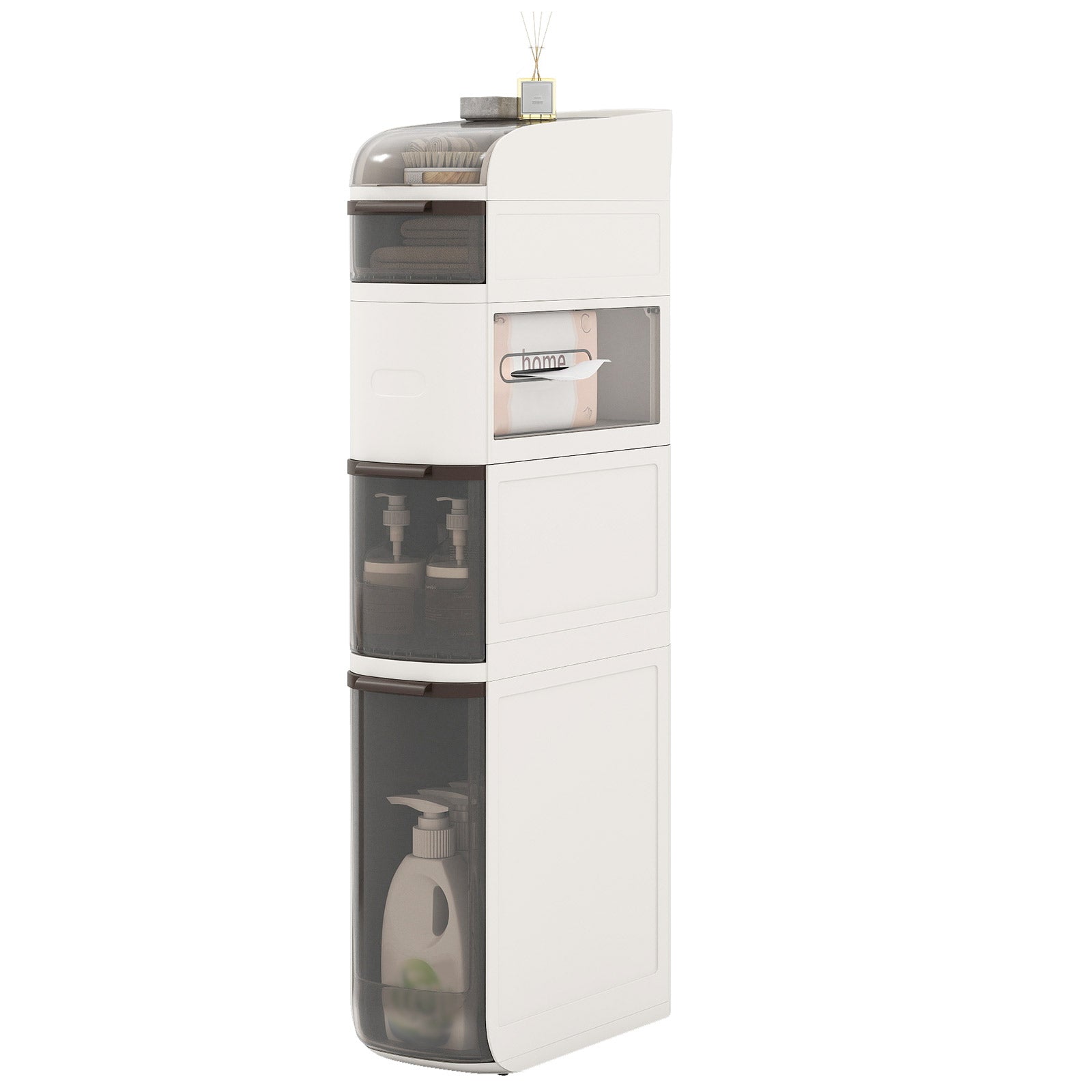 5-Tier Narrow Bathroom Storage Cabinet With Drawers And Tissue Box Floor Cabinets Options at Gallery Canada
