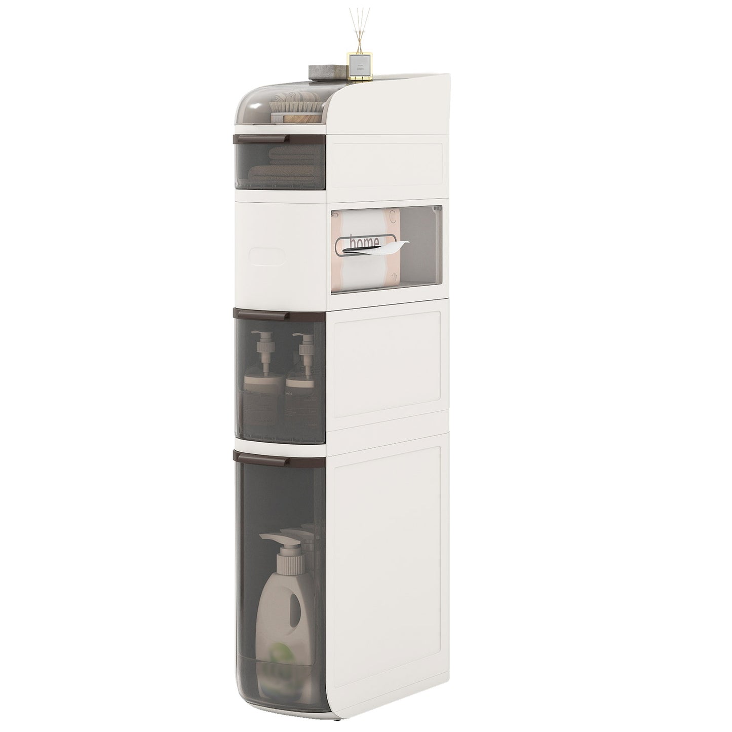 5-Tier Narrow Bathroom Storage Cabinet With Drawers And Tissue Box Floor Cabinets Options at Gallery Canada
