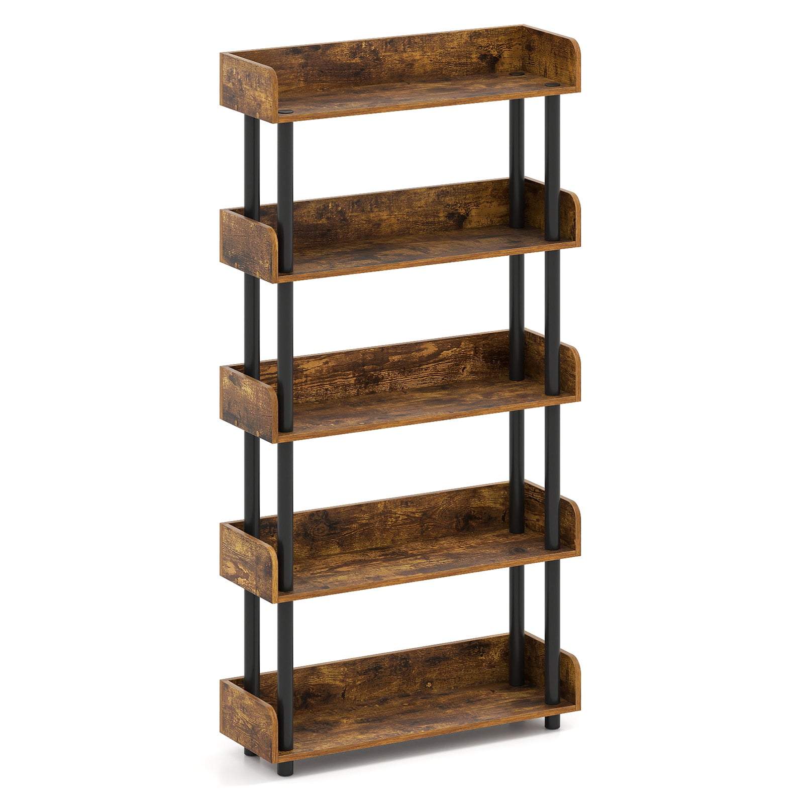 5-Tier Open Bookcase, Rustic Brown Bookcases at Gallery Canada