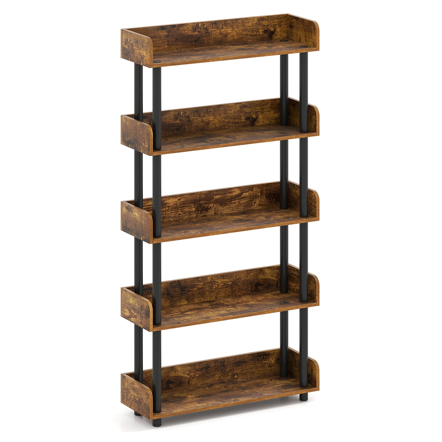 5-Tier Open Bookcase, Rustic Brown Bookcases at Gallery Canada