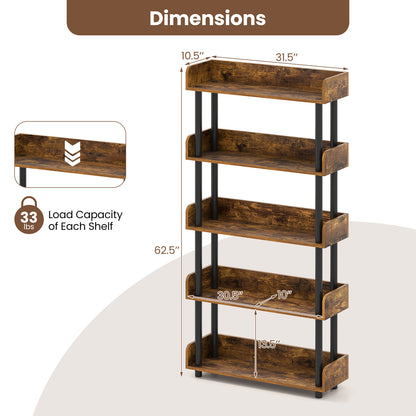5-Tier Open Bookcase, Rustic Brown Bookcases at Gallery Canada