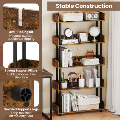 5-Tier Open Bookcase, Rustic Brown Bookcases at Gallery Canada