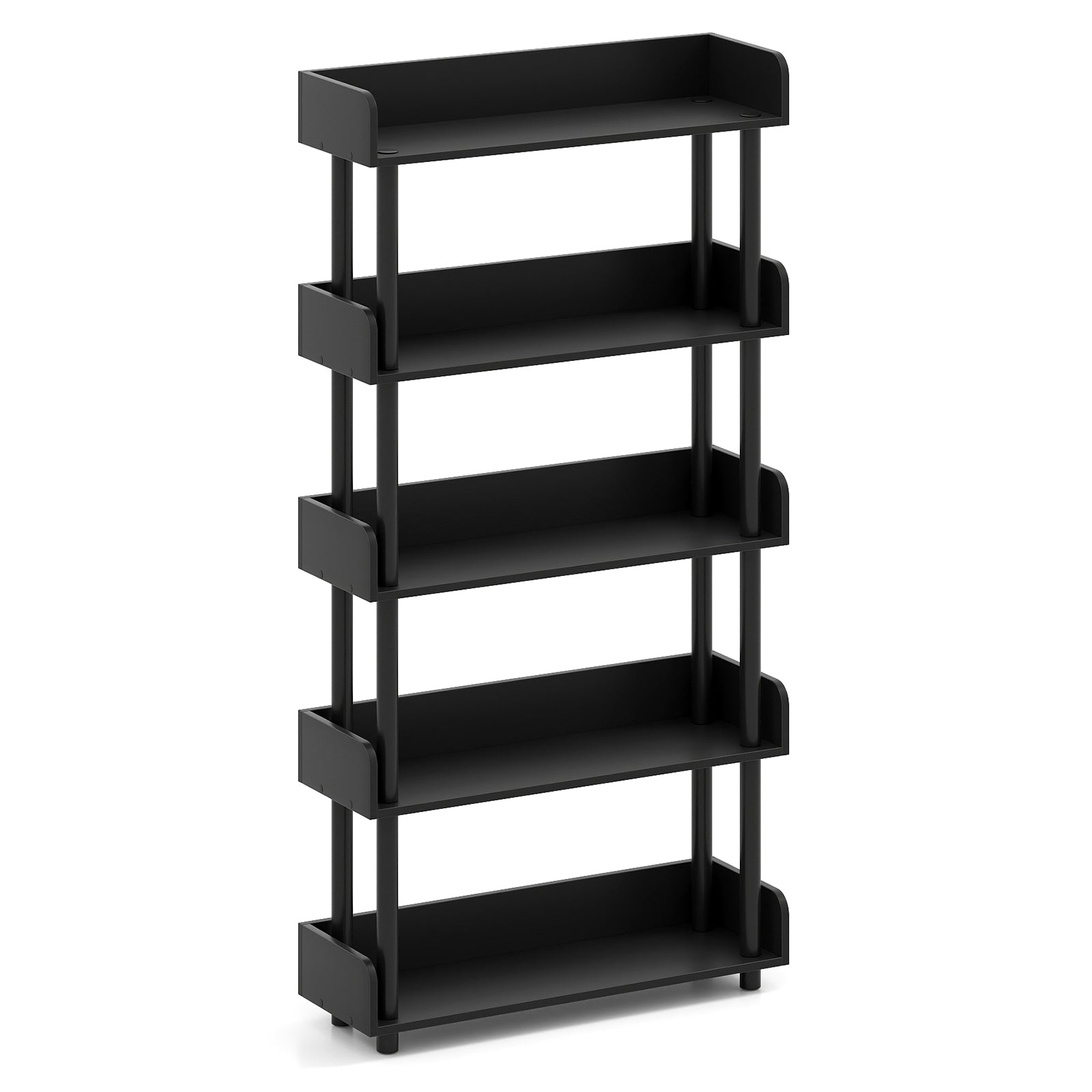 5-Tier Open Bookcase with Industrial Storage, Black Bookcases at Gallery Canada