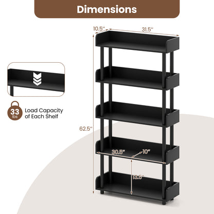 5-Tier Open Bookcase with Industrial Storage, Black Bookcases at Gallery Canada