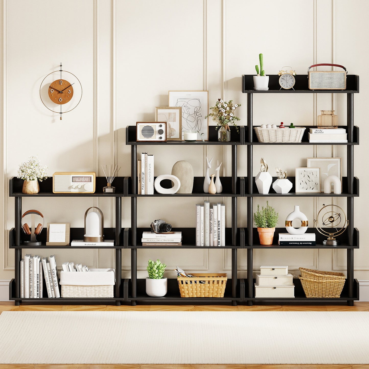 5-Tier Open Bookcase with Industrial Storage, Black Bookcases at Gallery Canada
