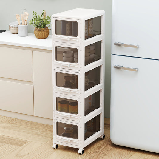5-Tier Plastic Drawer Storage Organizer, Rolling Cart, Lockable Wheels File Cabinets Options at Gallery Canada