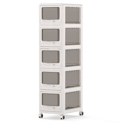 5-Tier Plastic Drawer Storage Organizer, Rolling Cart, Lockable Wheels File Cabinets at Gallery Canada