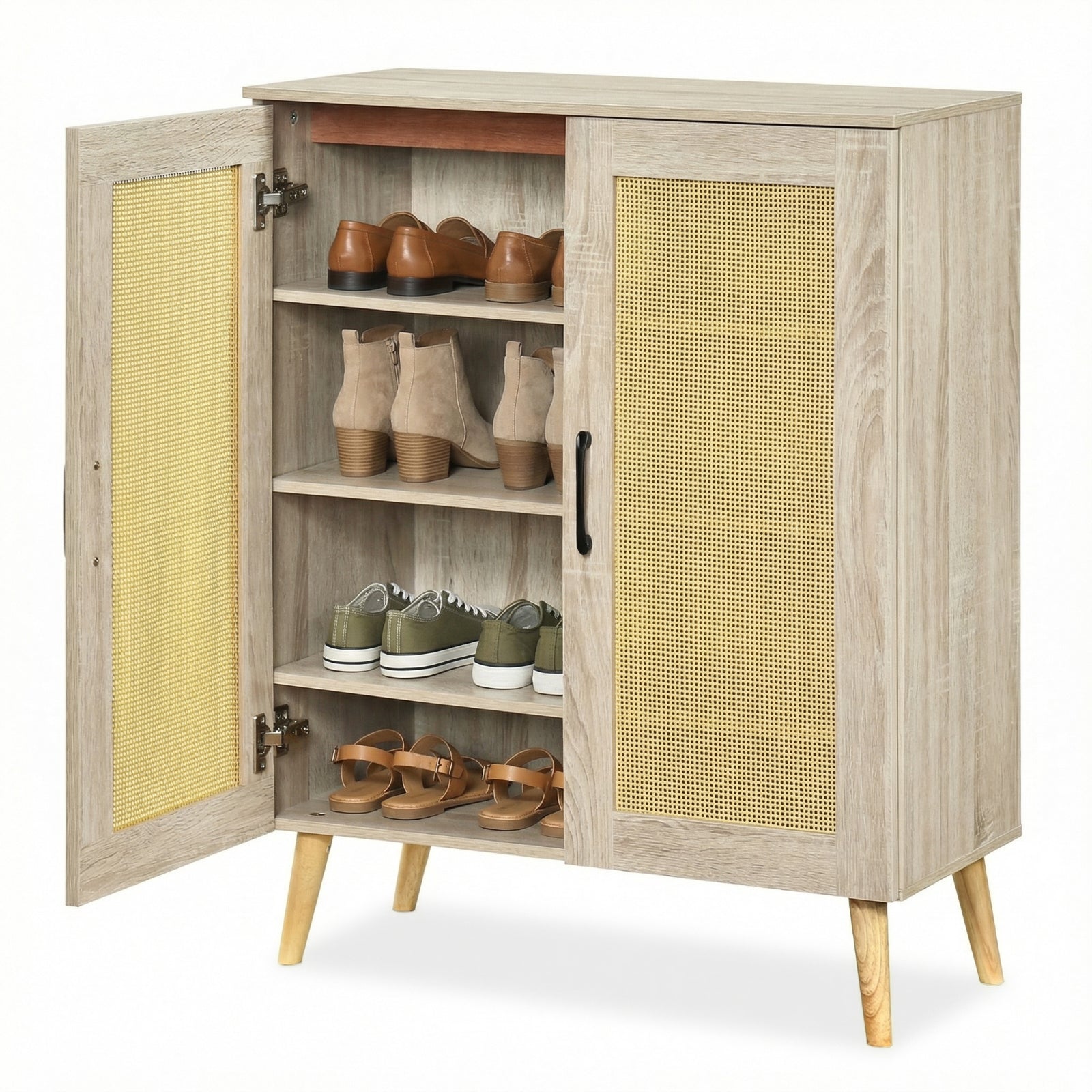 5-Tier Rattan Shoe Cabinewith 3 Removable Shelves, Natural Shoe Racks & Storage Benches at Gallery Canada