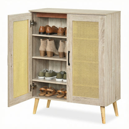 5-Tier Rattan Shoe Cabinewith 3 Removable Shelves, Natural Shoe Racks & Storage Benches at Gallery Canada