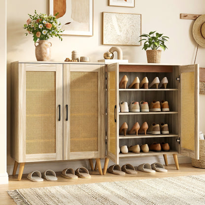 5-Tier Rattan Shoe Cabinewith 3 Removable Shelves, Natural Shoe Racks & Storage Benches at Gallery Canada