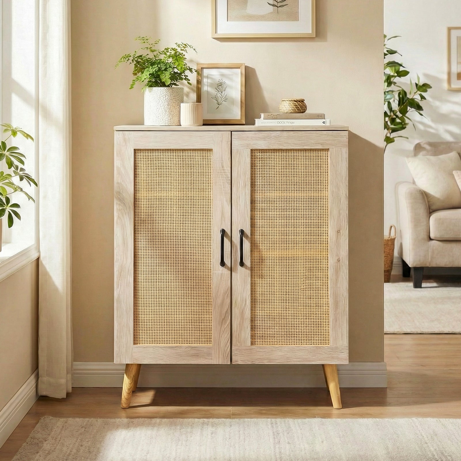 5-Tier Rattan Shoe Cabinewith 3 Removable Shelves, Natural Shoe Racks & Storage Benches at Gallery Canada