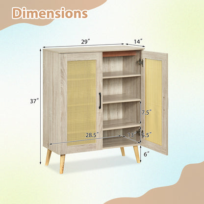 5-Tier Rattan Shoe Cabinewith 3 Removable Shelves, Natural Shoe Racks & Storage Benches at Gallery Canada