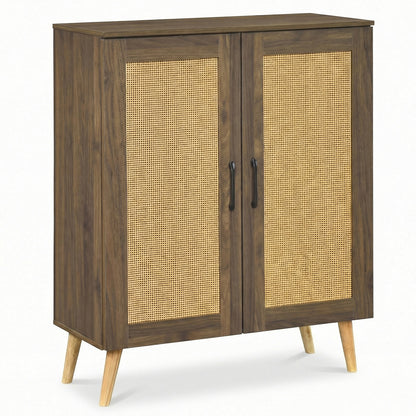 5-Tier Rattan Shoe Cabinewith 3 Removable Shelves, Walnut Shoe Racks & Storage Benches at Gallery Canada