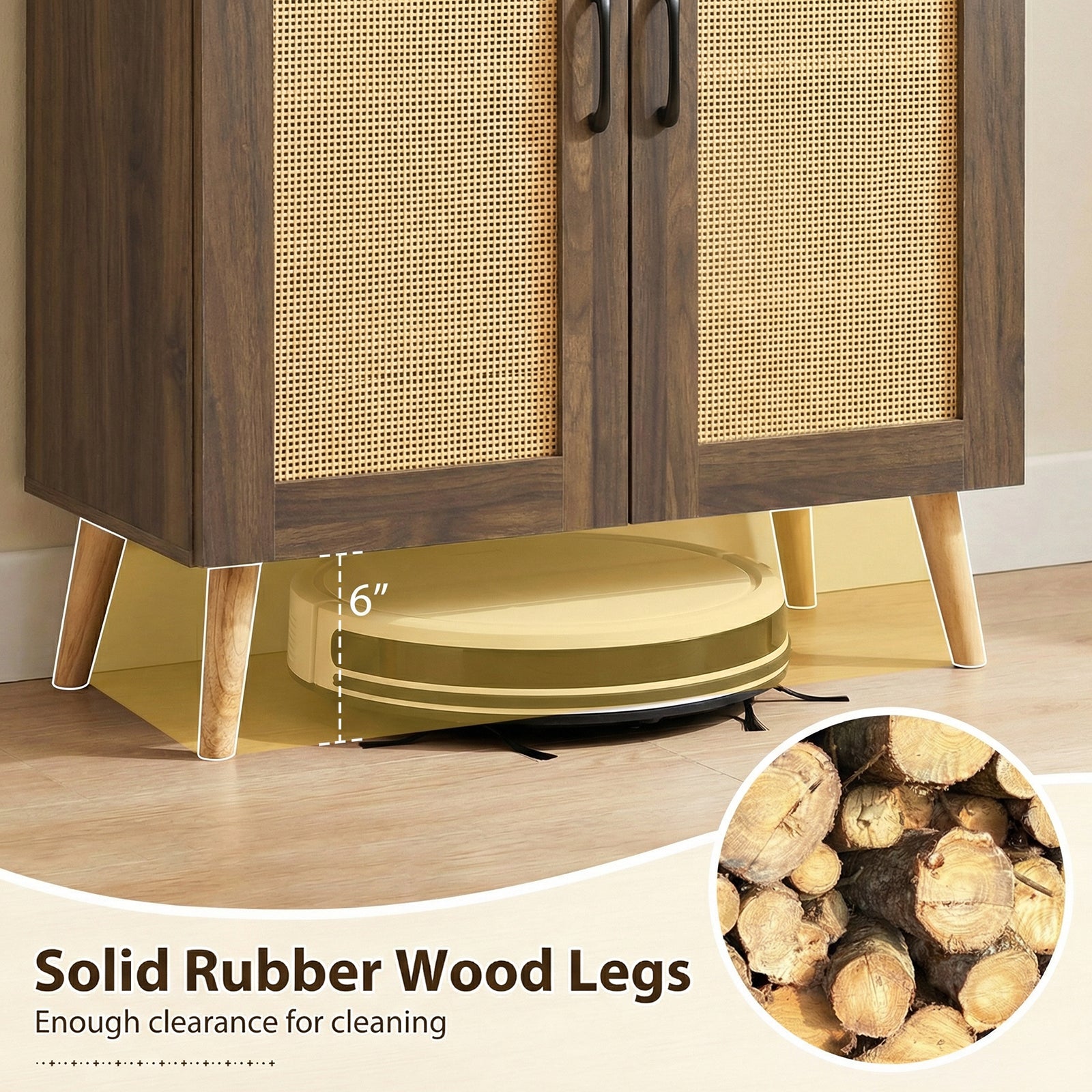 5-Tier Rattan Shoe Cabinewith 3 Removable Shelves, Walnut Shoe Racks & Storage Benches at Gallery Canada