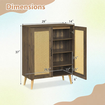 5-Tier Rattan Shoe Cabinewith 3 Removable Shelves, Walnut Shoe Racks & Storage Benches at Gallery Canada