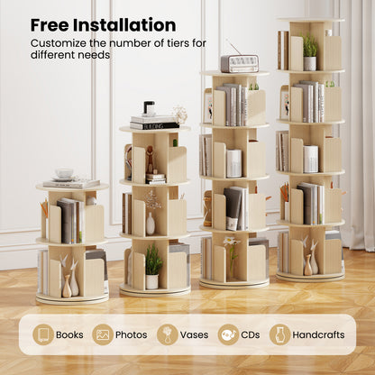 5-Tier Rotating Bookshelf 360° Display Rack with Dividers and Anti-falling Baffles, Natural Bookcases at Gallery Canada